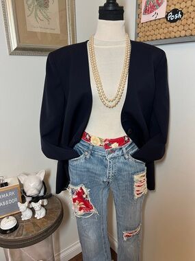 Jones New York Navy Single-Button Blazer